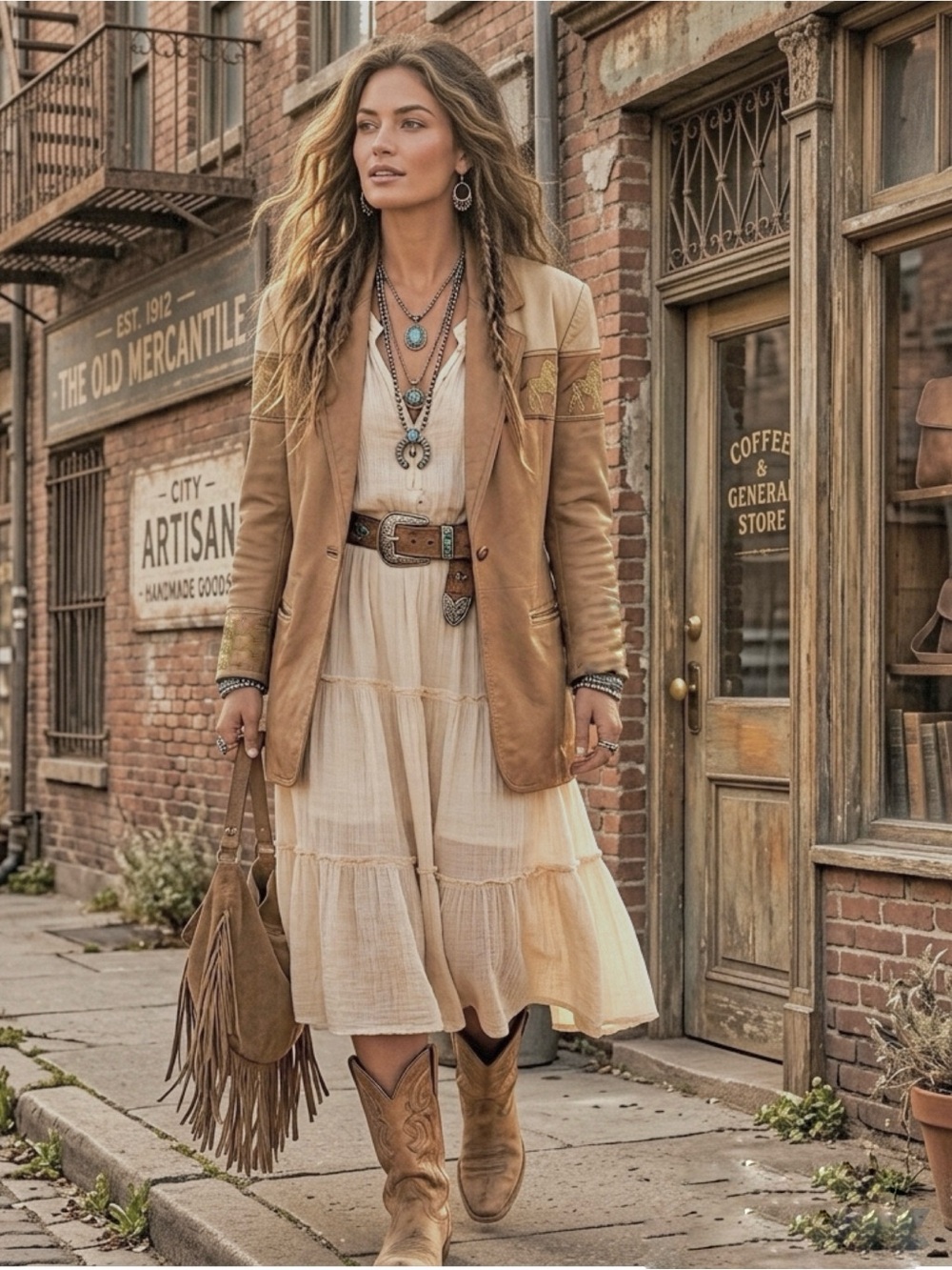 Vintage Western Leather Blazer Jacket